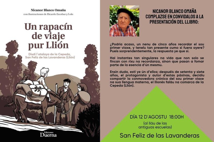 Presentación del libro “UN RAPACÍN DE VIAJE PUR LLIÓN”, de Nicanor Blanco Omaña, leonés de la región de La Cepeda.