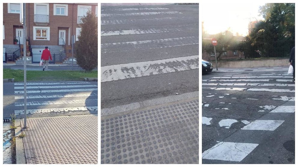 Pasos de cebra deteriorados en la ciudad de León