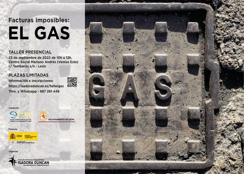 Cartel del taller presencial sobre la factura del gas