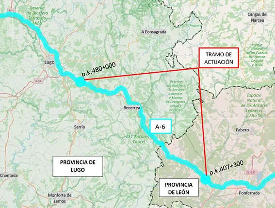 Obras en el firme de la A-6 Lugo y Le&oacute;n