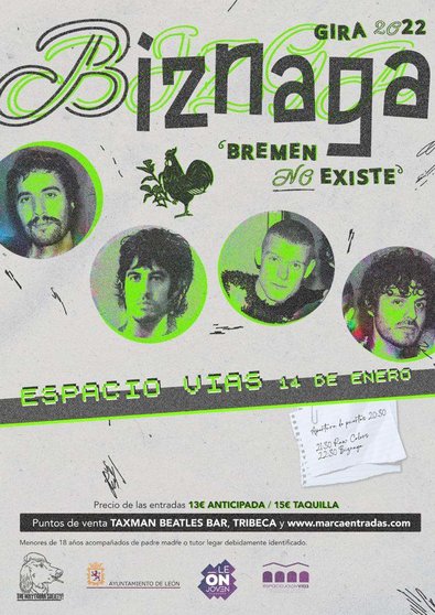 Cartel del concierto de Biznaga en Espacio Vías