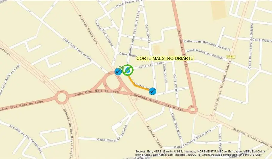 Zona afectada por el corte de agua