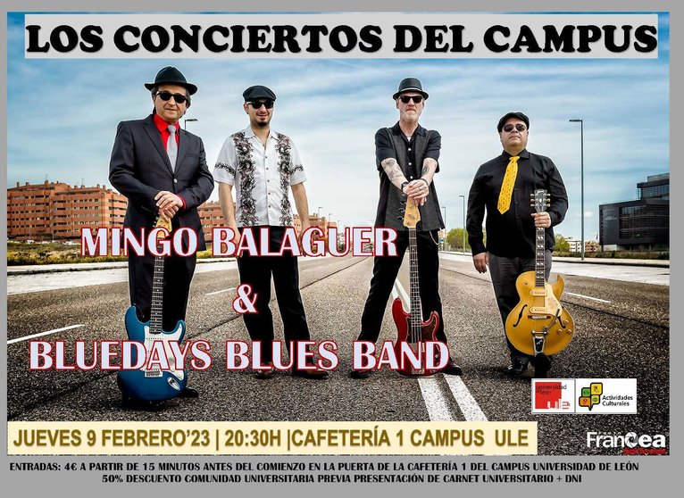Cartel concierto jueves 9 en el Campus de Vegazana