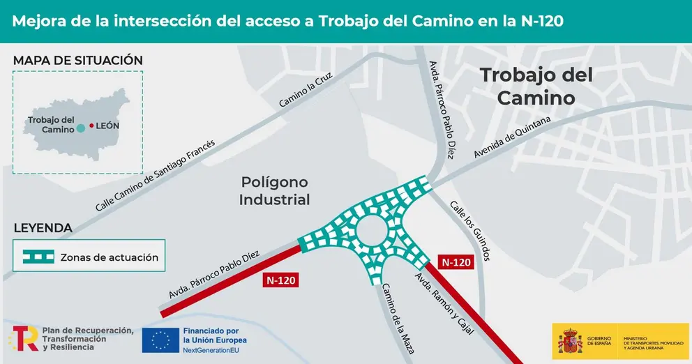Mejora intersecci&oacute;n acceso Trobajo del Camino N-120