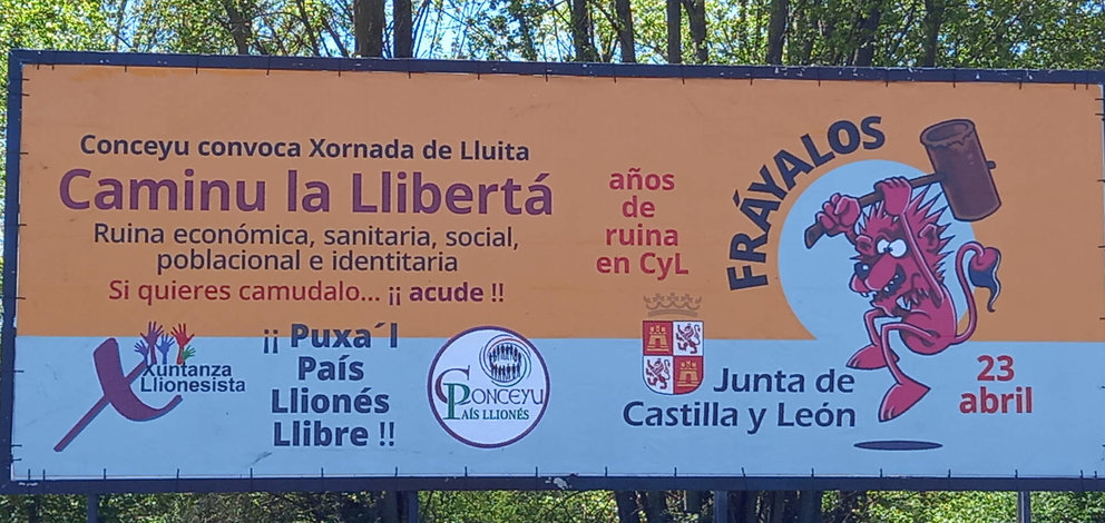 Nueva Valla anunciadora Camin la llibertá de Conceyu País Lionés