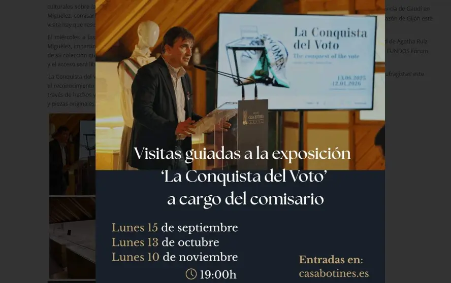 V&iacute;ctor Migu&eacute;lez, comisario de la muestra "La Conquista del Voto" Casa Botines Le&oacute;n
