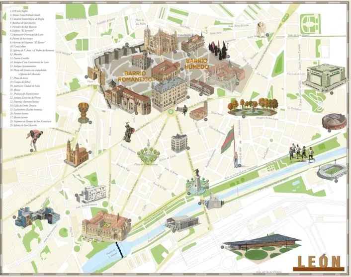 Mapa tur&iacute;stico Le&oacute;n El Corte Ingl&eacute;s