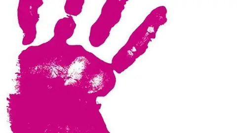 Huella de una mano contra la violencia de g&eacute;nero