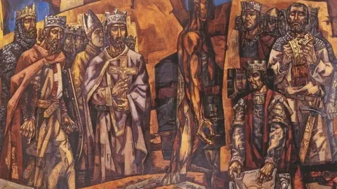 'El cortejo de los reyes de Le&oacute;n', en el antiguo Consistorio leon&eacute;s (Plaza San Marcelo, Le&oacute;n)