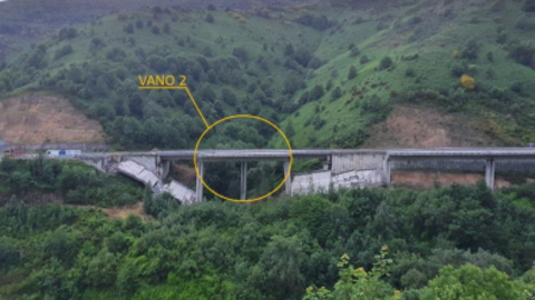 Vano 2 del viaducto del Castro donde se dio el desprendimiento
