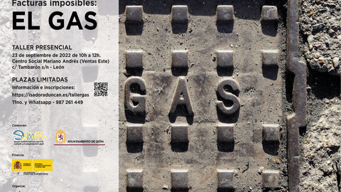 Cartel del taller presencial sobre la factura del gas