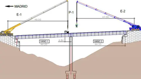 Desmontaje viaducto corto del Castro dos vanos Le&oacute;n A-6