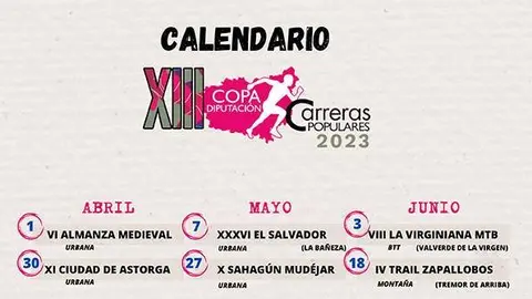 CALENDARIO COPA DIPUTACI&Oacute;N CARRERAS 2023