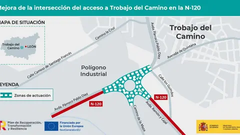 Mejora intersecci&oacute;n acceso Trobajo del Camino N-120