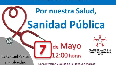 cartel sanidad p&uacute;blica Le&oacute;n