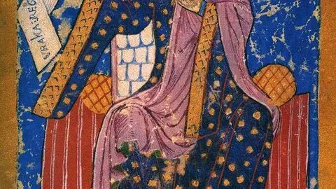 Miniatura medieval que representa a la reina Urraca I de Le&oacute;n.