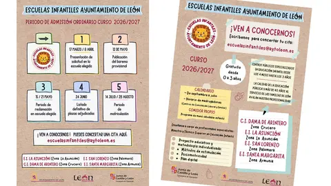 Cartel Periodo admisi&oacute;n ordinario Escuelas Infantiles del Ayuntamiento de Le&oacute;n