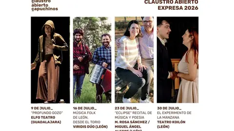 Claustro Abierto “Expresa” llena de teatro, música y poesía las noches de León en el Claustro San Francisco