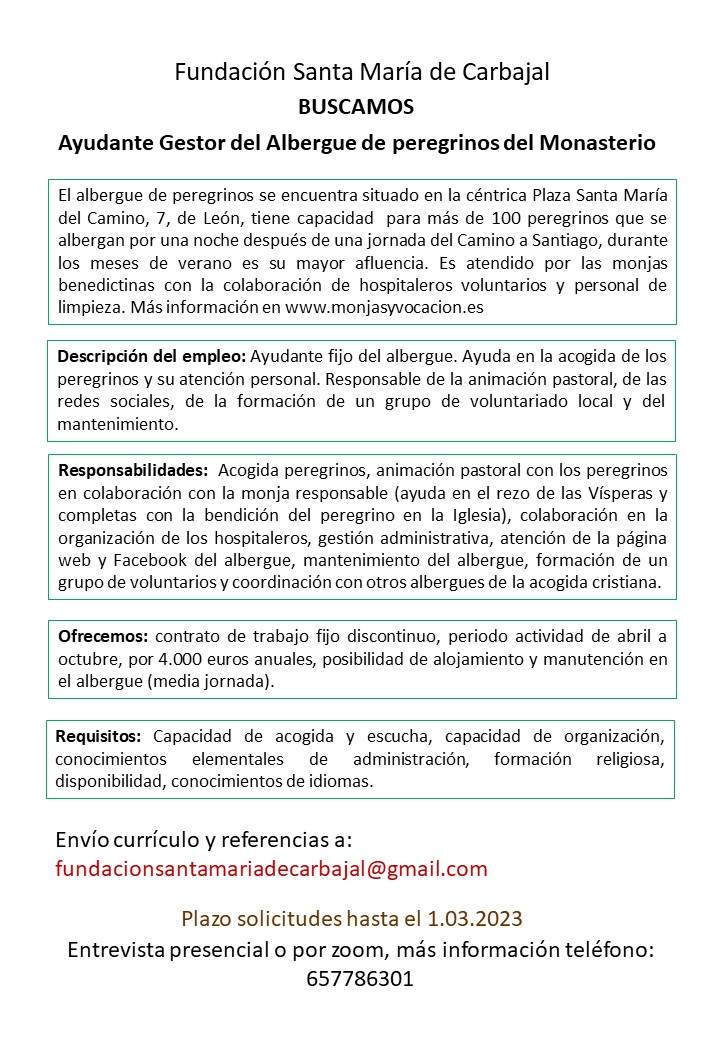 Convocatoria Gestor Albergue