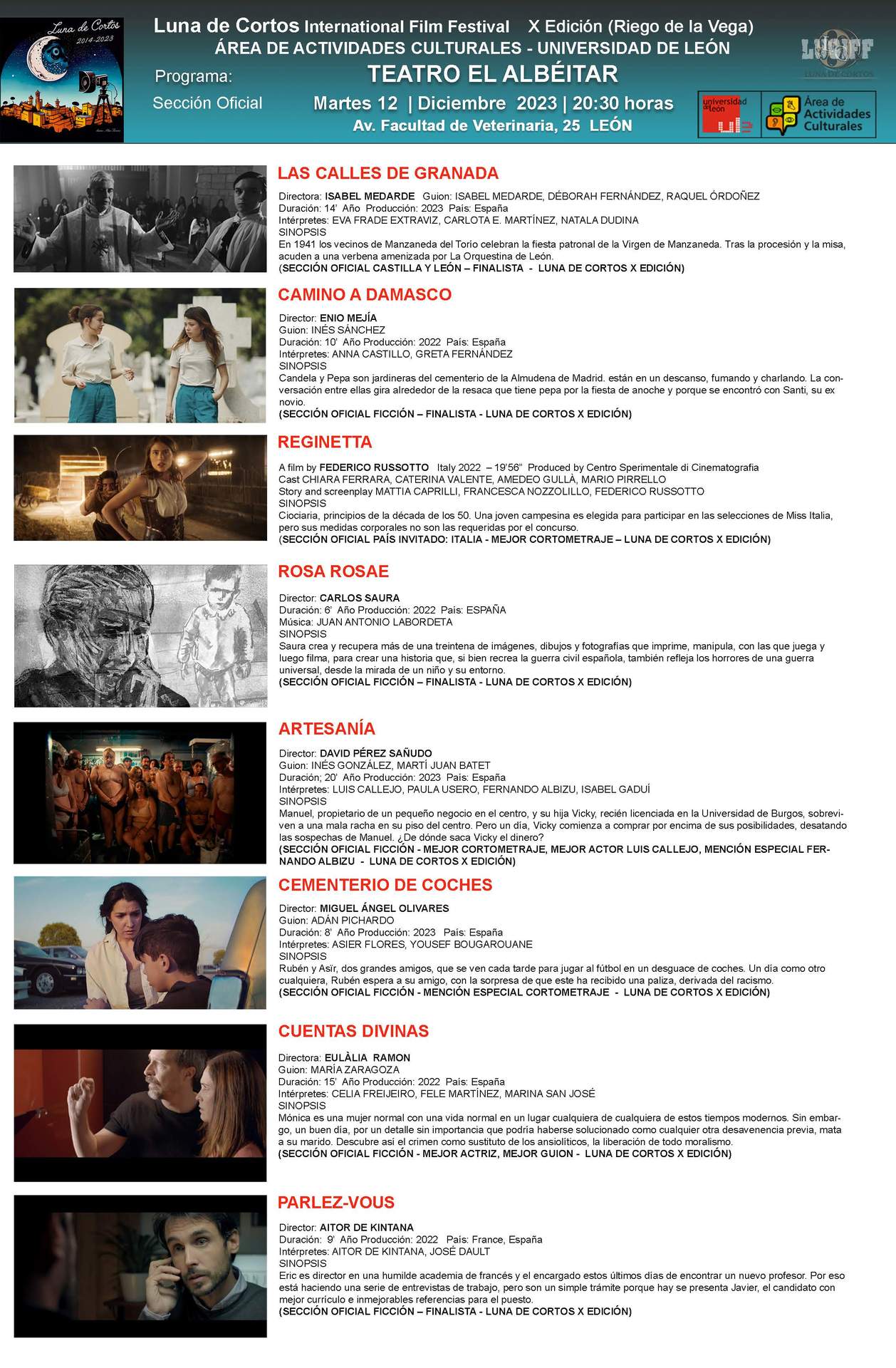 Proyecciones de cortos en El Albéitar