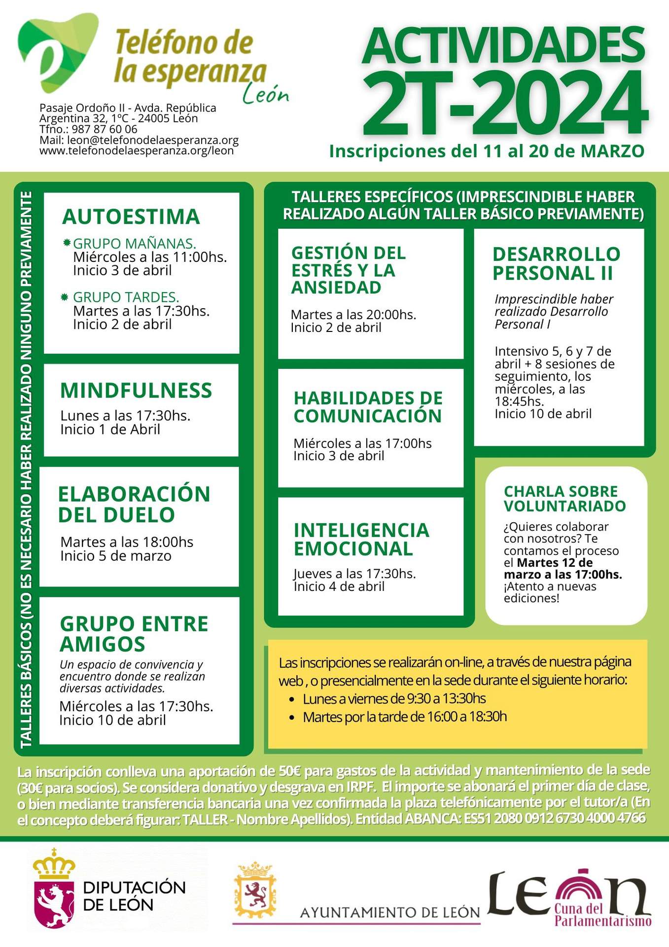 Programación talleres 2º Trimestre León