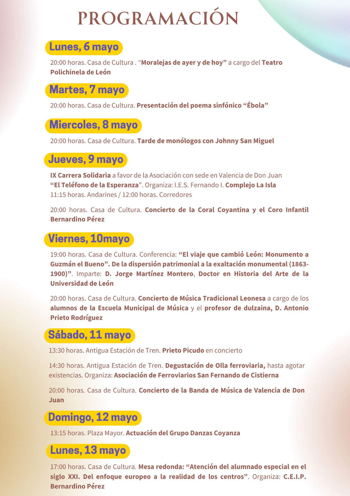 Programa Valencia de Don Juan