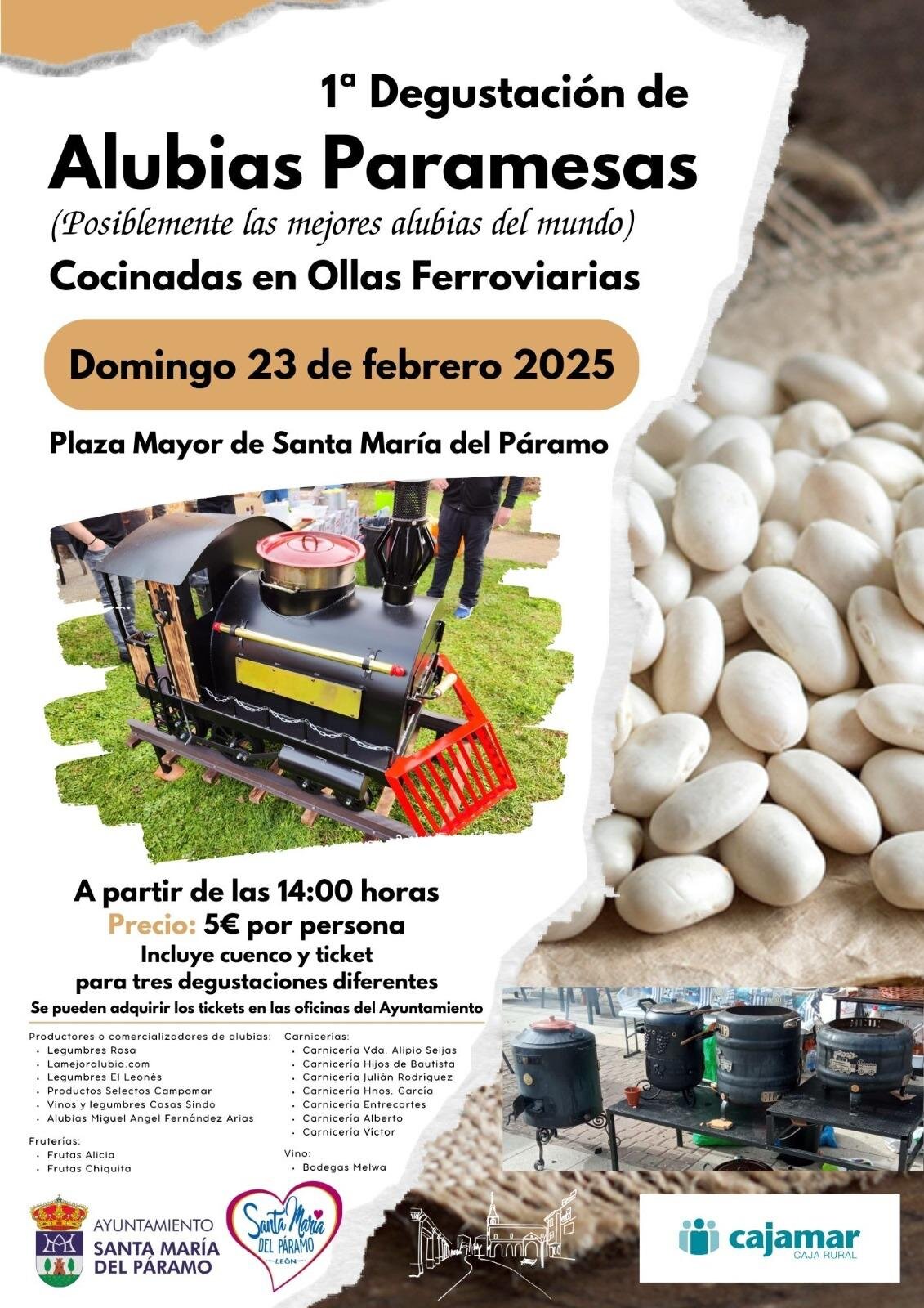 El Ayuntamiento de Santa María del Páramo celebra el próximo domingo día 23 de febrero la 1ª Degustación de Alubias Paramesas