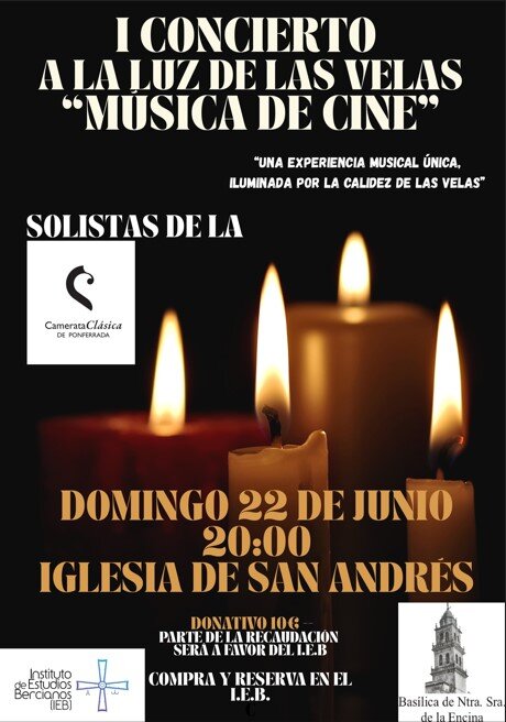 Concierto a la luz de las velas “Música de Cine” en ayuda del Instituto de Estudios Bercianos